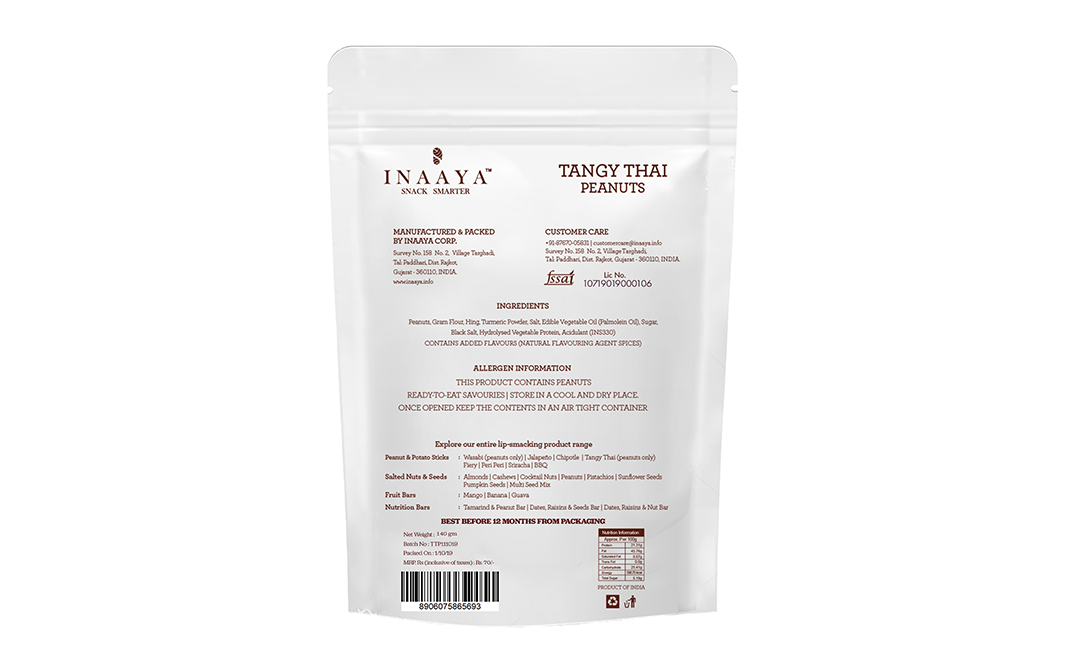 Inaaya Tangy Thai Peanuts    Pack  140 grams